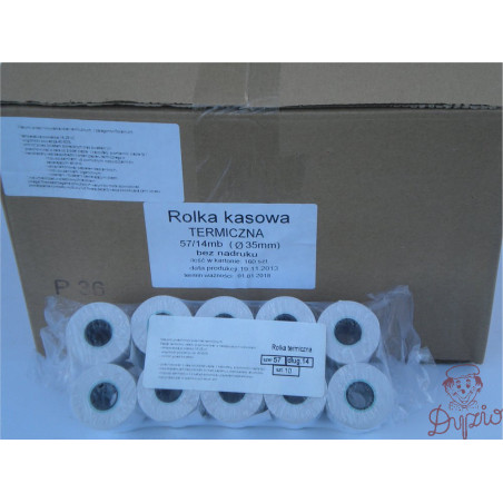 Rolka termiczna 57mm 14mb (10 rolek)